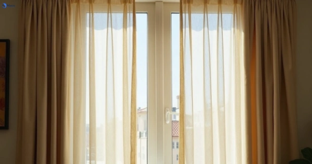 Dusty and dull curtains in tivoli before steam cleaning